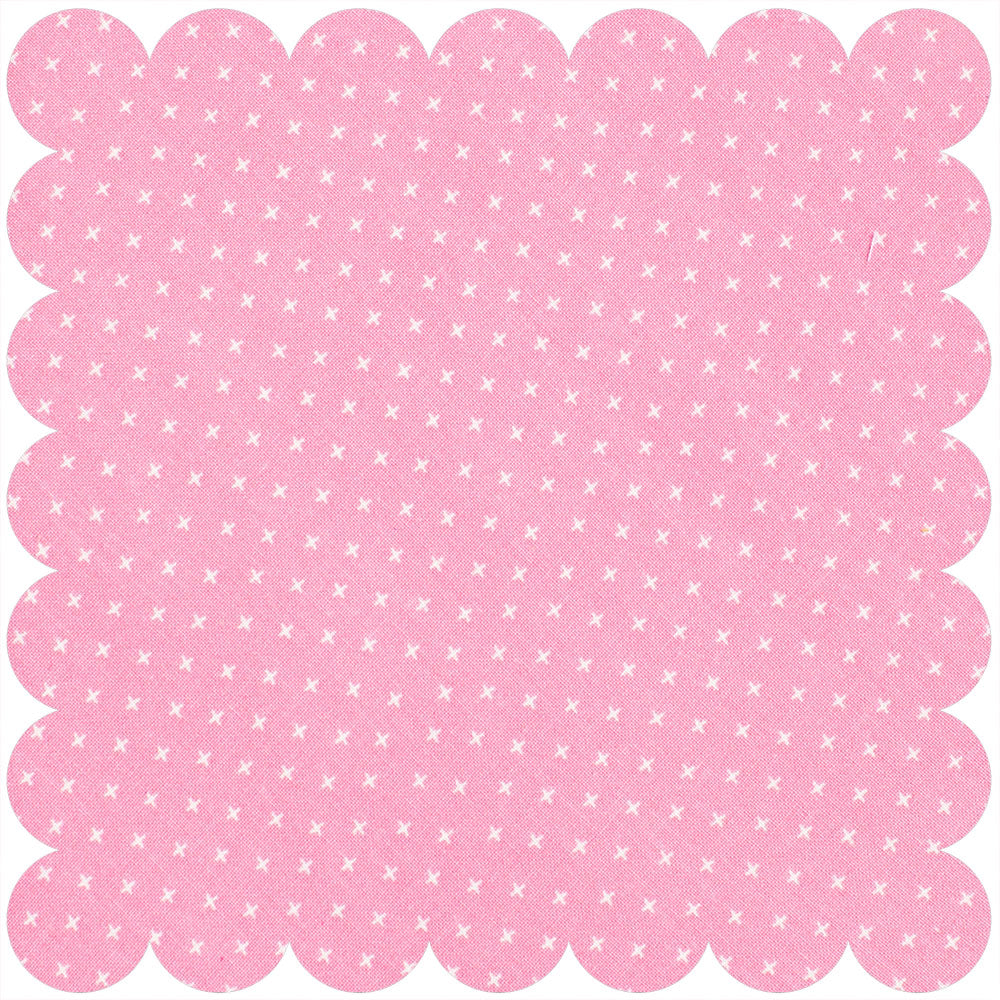 Pink fabric with white cross hatch design